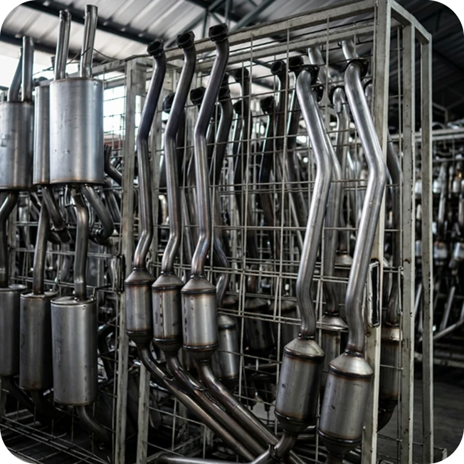 Racks con sistemas de escape INDIMA en la planta de producción